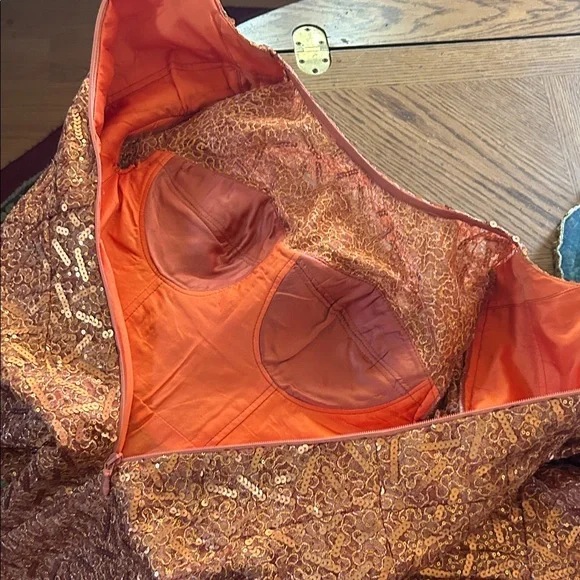 Vintage Orange Sequin Gown - Picture 9 of 16